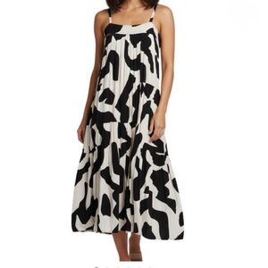 Anthropologie ABEL THE LABEL Black & Cream Patterned Dress w/pockets Size Small